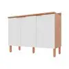 Balcão Triplo Bartira Topázio UP com 3 Portas e 1 Prateleira - 120,1cm de largura - Damasco/Branco Fosco - 1
