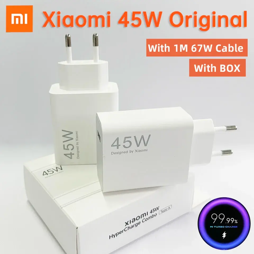 Carregador Original XIAOMI 45W 33W com Cabo de Carregamento Rápido Turbo, Adaptador de Viagem USB-C para Mi 11, 10T Pro, 10, 11S, Poco M7, X7, X5, X3, Redmi Note 15