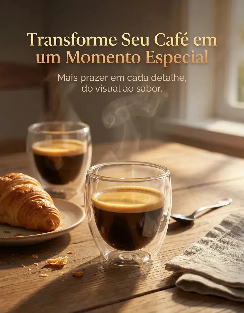 Copos Café Vidro Kit 6 Unidades Parede Dupla 90ml Borossilicato Transparente para Expresso Chá Bebidas Quentes Luxo thumbnail 3