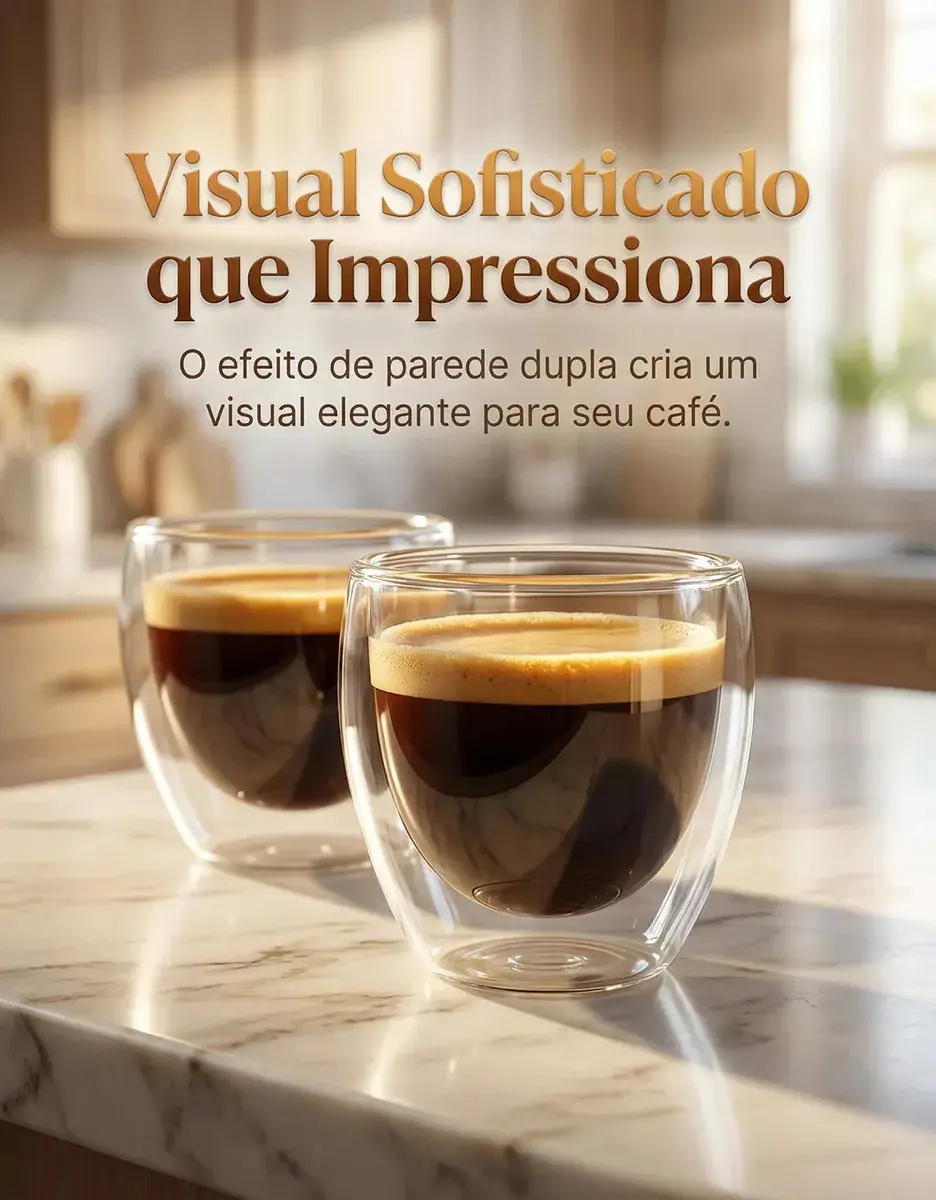 Copos Café Vidro Kit 6 Unidades Parede Dupla 90ml Borossilicato Transparente para Expresso Chá Bebidas Quentes Luxo thumbnail 7