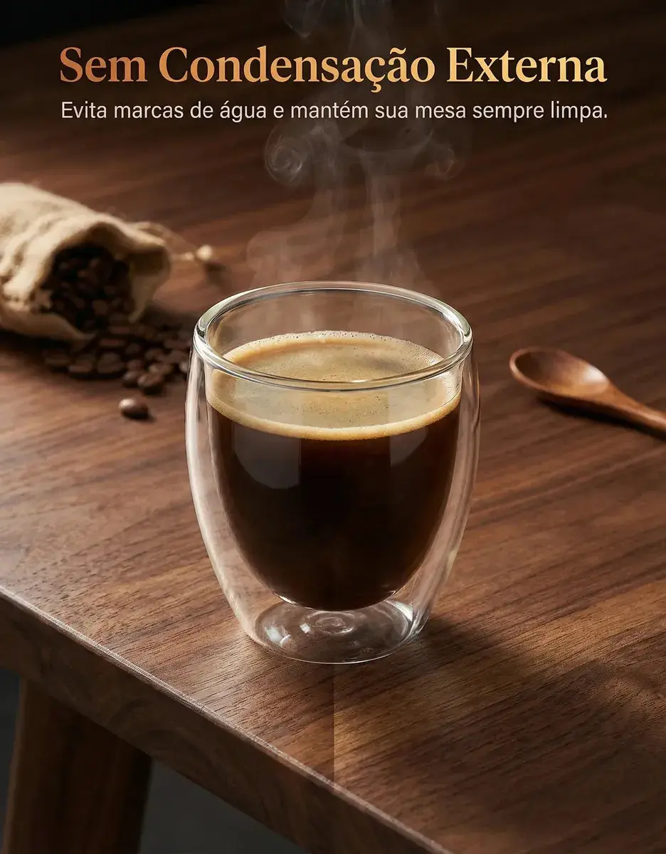 Copos Café Vidro Kit 6 Unidades Parede Dupla 90ml Borossilicato Transparente para Expresso Chá Bebidas Quentes Luxo thumbnail 10