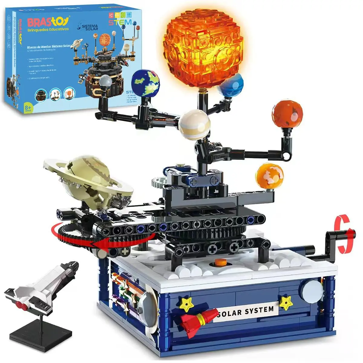 Blocos de Montar Construção STEM Sistema Solar Rotativo Brinquedos Educativos Infantil 775 Peças