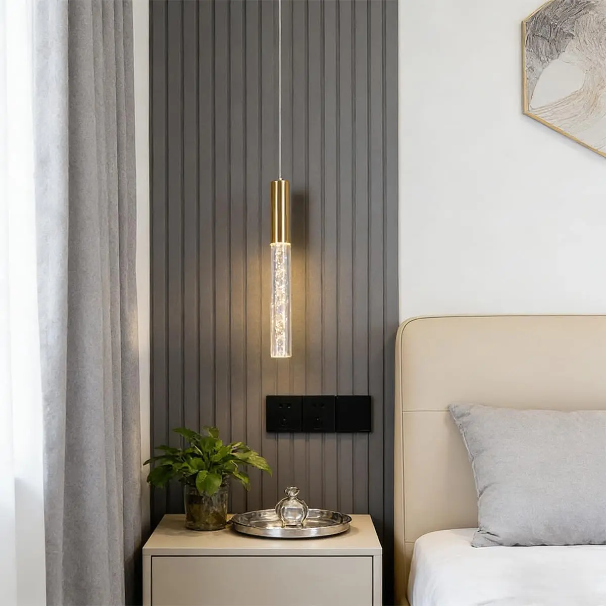 Luminária Pendente para Cabeceira, Design Moderno em Ferro e Acrílico, Fio Ajustável de 2M, para Quarto e Sala - 1
