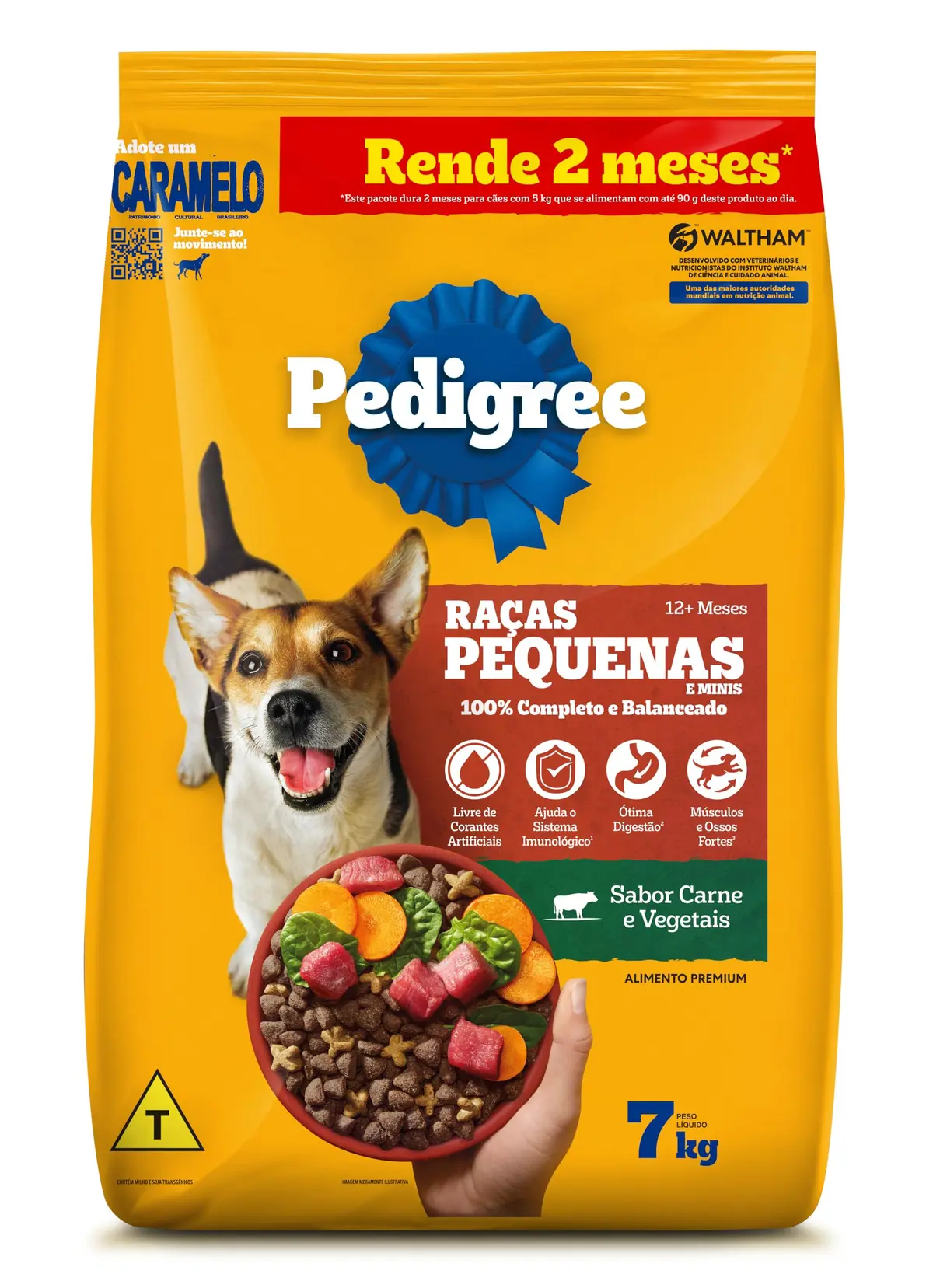 Ração Pedigree Carne e Vegetais Cães Adultos Raças Pequenas e Minis 7 kg