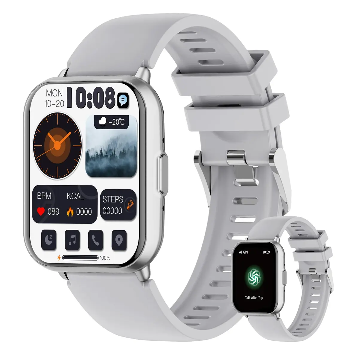 PEJE AI Mind Smartwatch AI GPT, Chamadas, 123 Esportes e Mostradores por IA | Chamadas Bluetooth, 123+ Modos Esportivos, Notificações, Música, Alarmes e Conexão Android/iOS ( Prata )