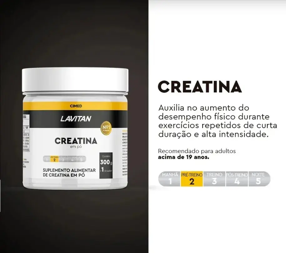 Creatina Pura em Pó Monoidratada Lavitan Cimed 300g thumbnail 8