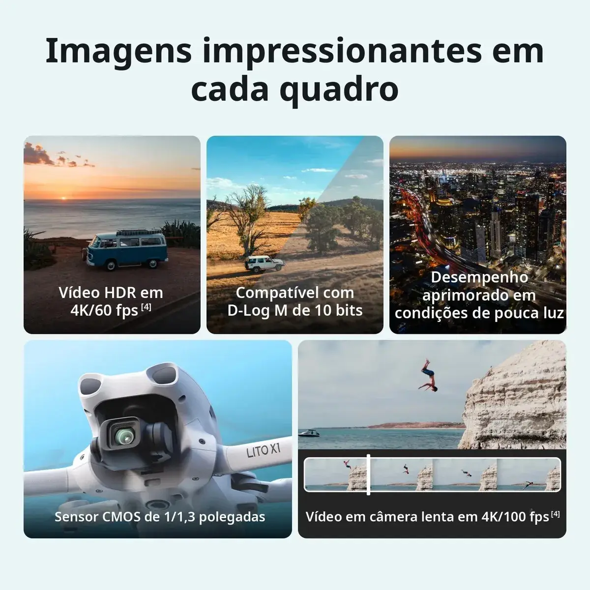 DJI Lito X1 Fly More Combo Controle C/ tela DJI RC 2, Drone com câmera 4K para iniciantes, detecção de obstáculos, ActiveTrack, sensor de 1/1.3", transmissão de vídeo de 15 km, 3 baterias - DJI083 thumbnail 4