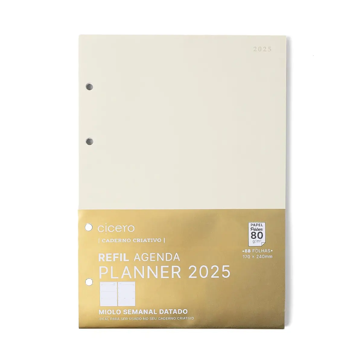 Refil Caderno Criativo Argolado 88 Fls Pólen 80G Agenda Planner 2025 Semanal 17X24, Cicero - 1