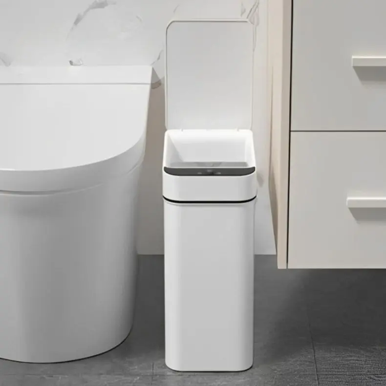 Lixeira Automática Sensor De Proximidade Led 13 Litros de Pilha Branco - 1