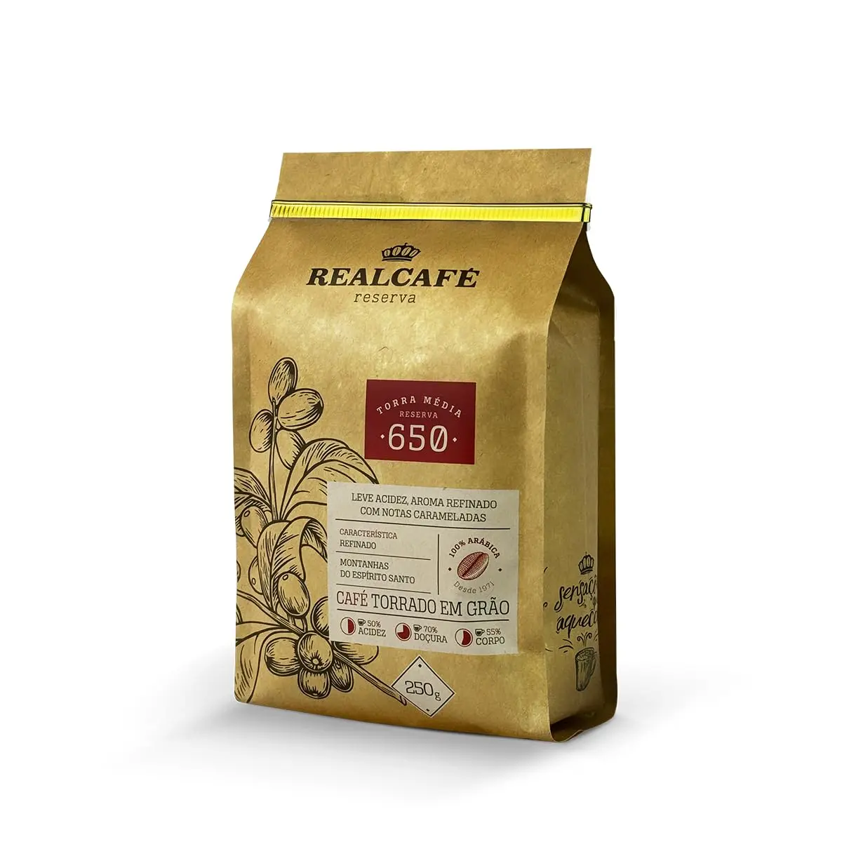 CAFÉ ESPECIAL TORRADO EM GRÃOS REALCAFÉ RESERVA 650 - TORRA MÉDIA - 250G - 1