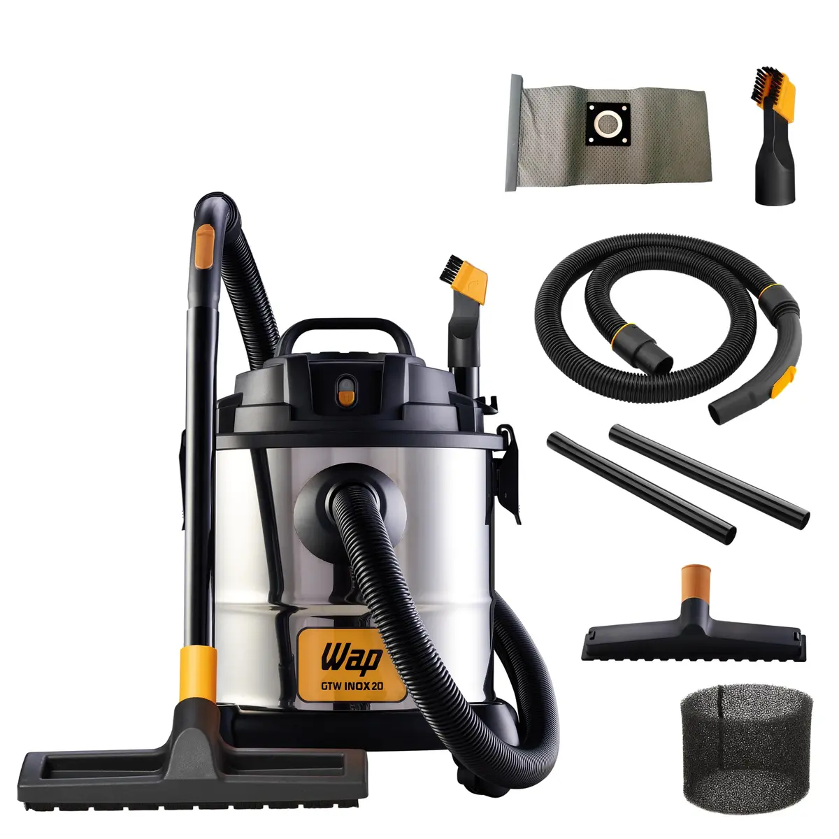 WAP Aspirador de Pó e Água Barril GTW INOX 20, Compacto, 20 Litros, com Filtro Lavável, 160mbar 1600W 127V - 1