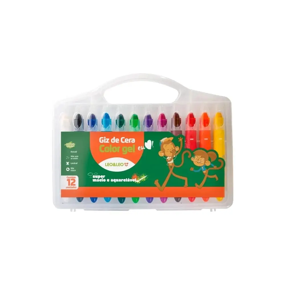 Giz de Cera Color Gel 12 Cores Und Leoeleo | Unidade