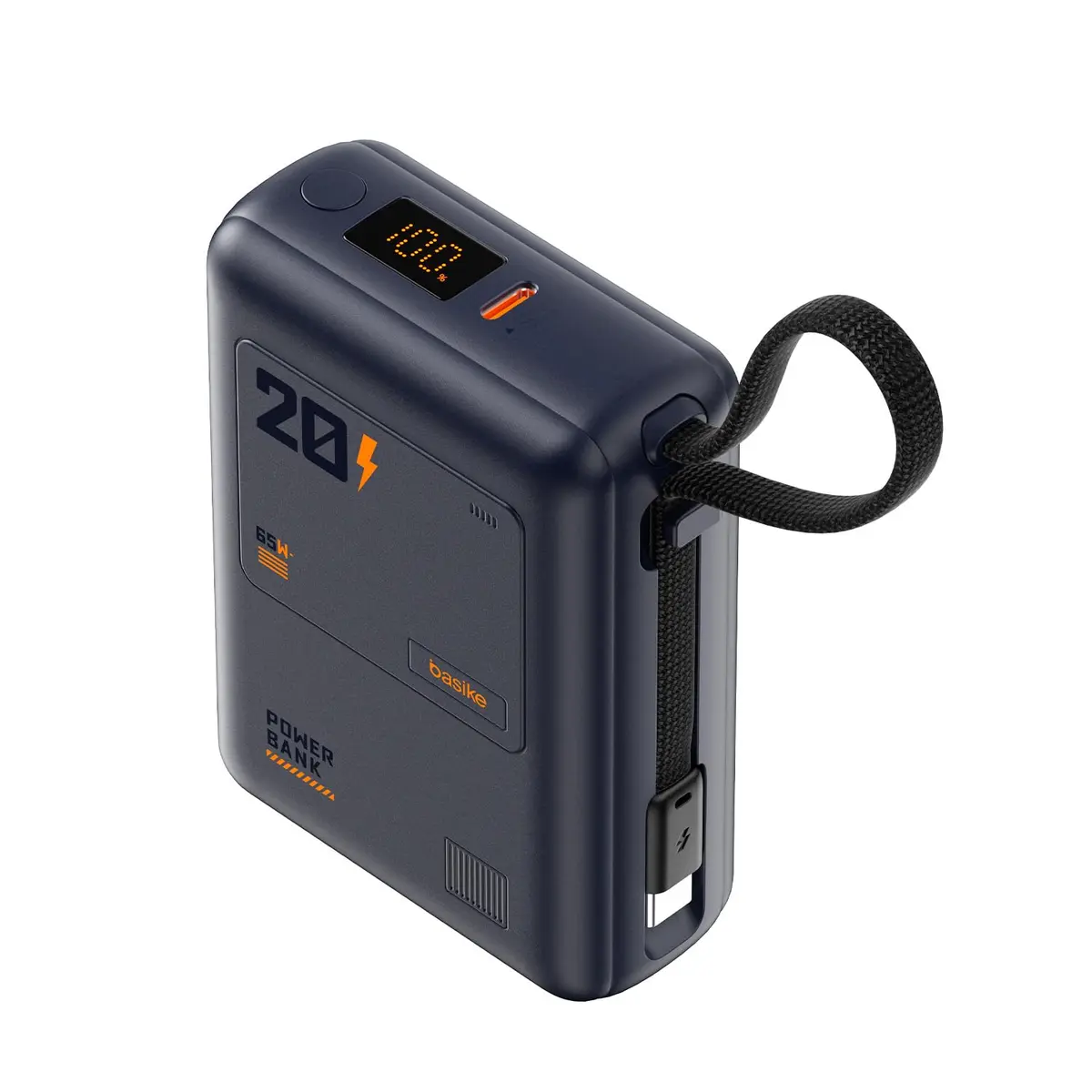 Basike Carregador Portátil 65W, Power Bank 20000mAh Power Delivery(Azul) | Carregamento Rápido com Display LED e Cabo Integrado Tipo-C, Compacto, para iPhone/Samsung/Huawei/Xiaomi - 1