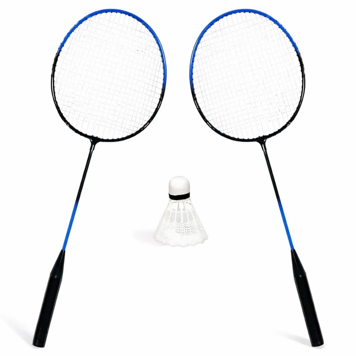 Kit De Badminton Com 2 Raquetes Azul e Preto E 1 Peteca Linha Premium