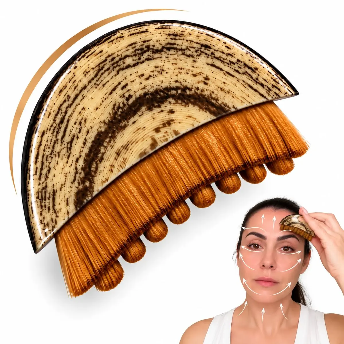 Escova Facial de Massagem para Drenagem Linfática e Efeito Lifting | Mandíbula e Pescoço, Cerdas Ultra Macias, Auxilia no Inchaço e Contorno Facial, com Estojo Protetor - 1