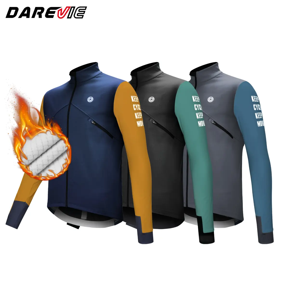 Jaqueta de Ciclismo Masculina DAREVIE, à Prova de Vento, Fleece Pro, Jaquetas de Ciclismo de Manga Longa, Quente, Macio e Respirável