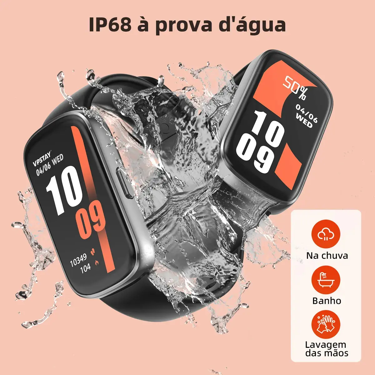 Relógio Inteligente Smart Band Sports E À Prova De Água Caixa Preto thumbnail 3