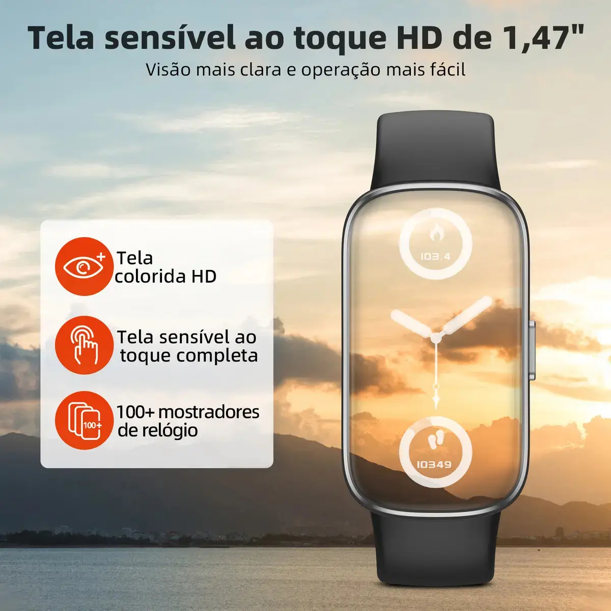 Relógio Inteligente Smart Band Sports E À Prova De Água Caixa Preto thumbnail 4