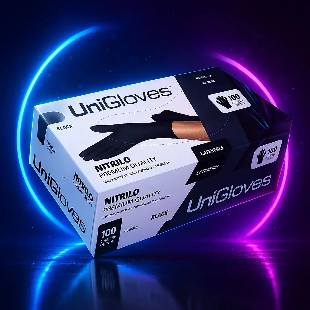 Luva Nitrilica Unigloves Preta Sem Pó Caixa Com 100un Cor Preto Tamanho G - 1