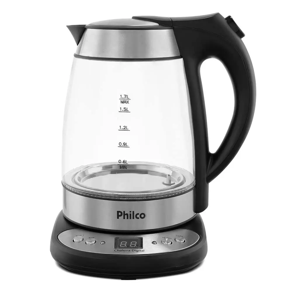Chaleira Digital Glass 1.7L, Pchd, Preto, 220v, Philco - 1