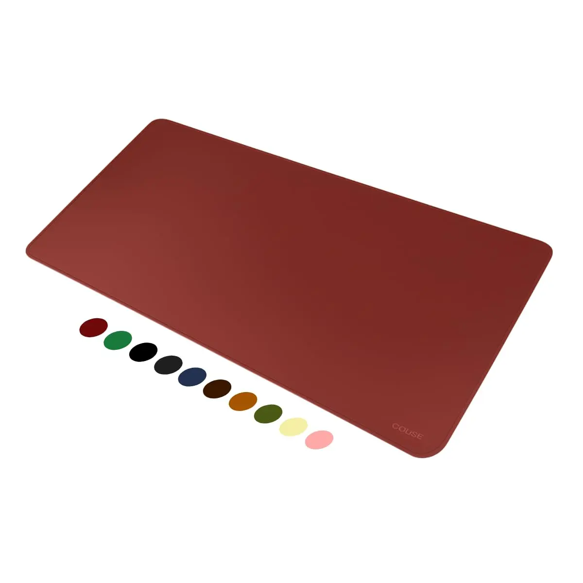 Mouse Pad Desk Pad Couse em Couro Ecológico 90x40cm + Porta-Copos Premium (Bordô)