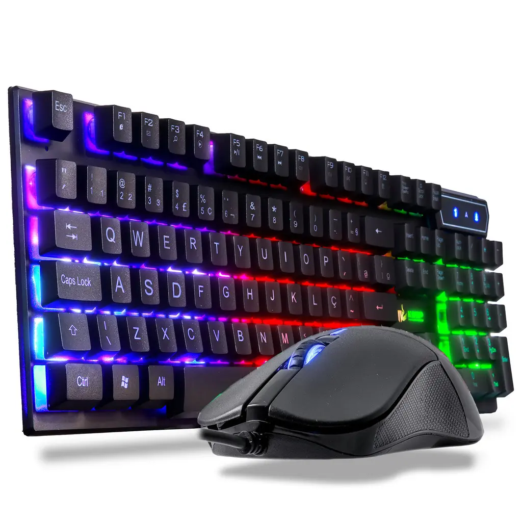 Kit Gamer Teclado Semi Mecânico + Mouse Led Chroma Rgb Iluminado Jogos Pc Usb