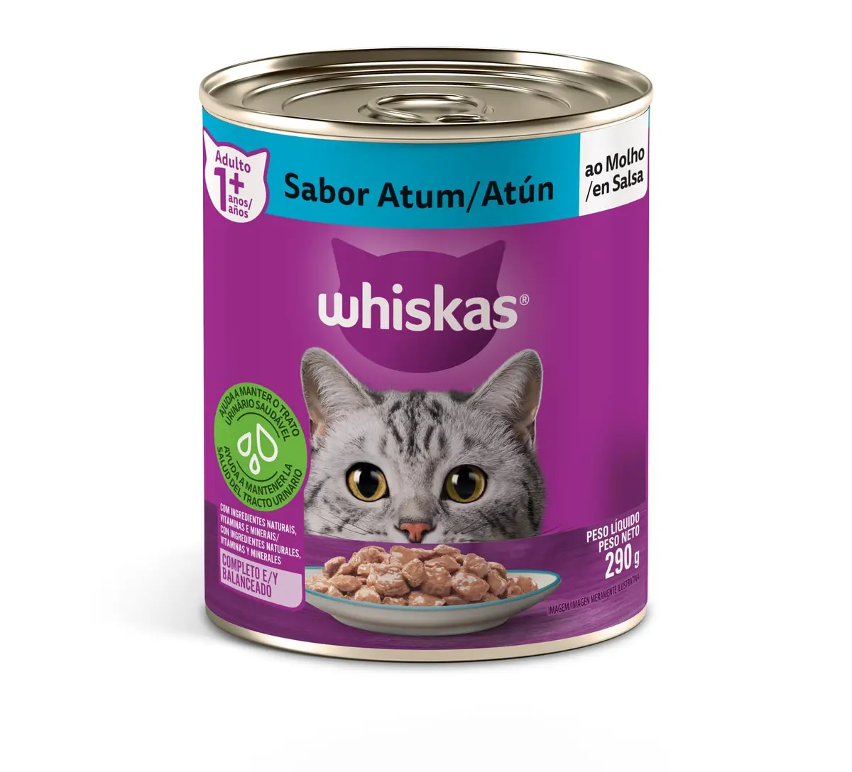 Pack de Ração Úmida Whiskas Lata Patê de Atum para Gatos Adultos 290 g - 24 unidades