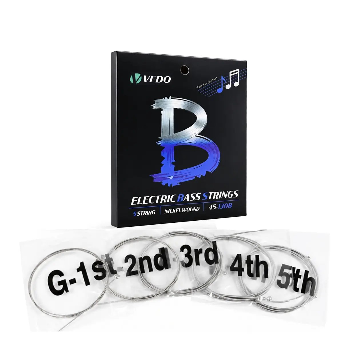 VEDO Cordas Para Baixo 5 Cordas, 45-130B Regular Light, ResistêNcia InigualáVel, Estabilidade de Afinação, Resposta Aprimorada – Para Baixos de 5 Cordas