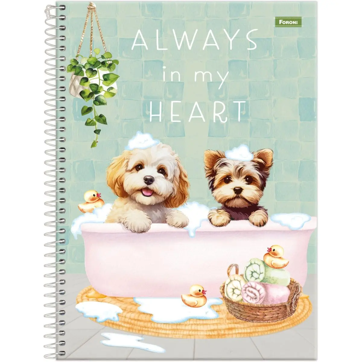 Kit de Cadernos, Foroni, 1 Matéria, Capa Dura, Furfriends, 80 Folhas, Pacote com 4