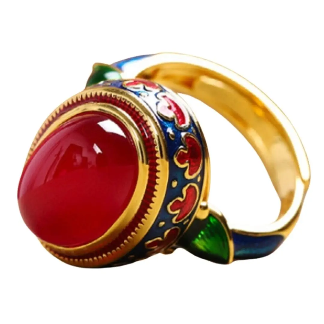 Anel Feminino Ajustável Pedra Cornalina "Natural Fire" – Energia, Criatividade e Equilíbrio Emocional – Aço Inoxidável – Estilo Boho e Espiritual – Acompanha Bolsa de Veludo - 1