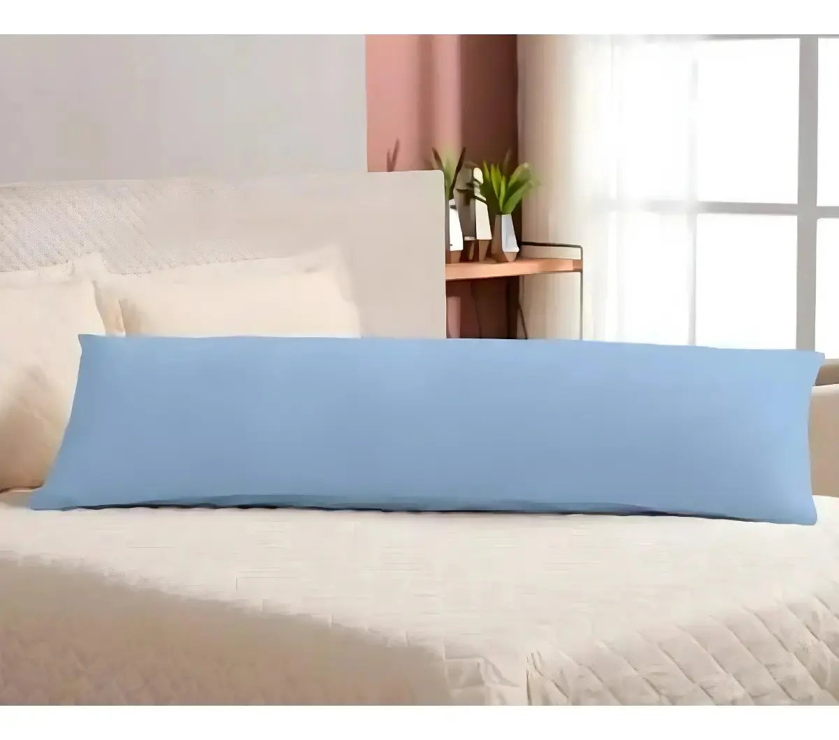 Travesseiro Corpo 100% Silicone + Fronha Cores Xuxão 1,35x48 Cor Azul-bebe