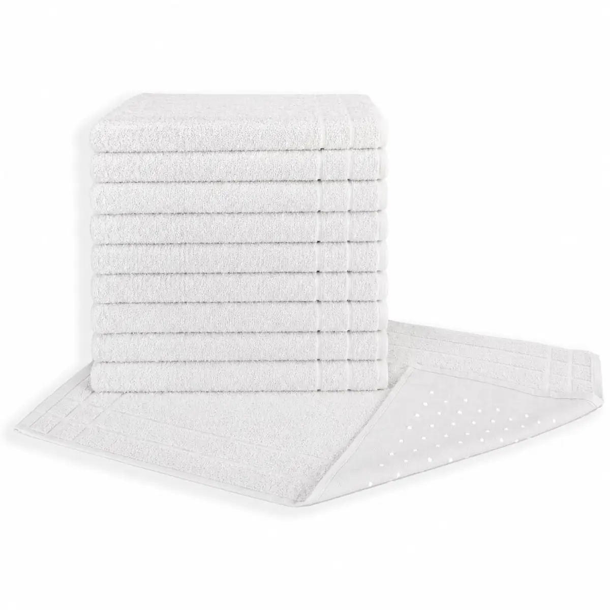 Kit 05 Tapetes para Banheiro Com Antiderrapante Grosso 550g/m² 45x70cm 100% Algodão - Branca