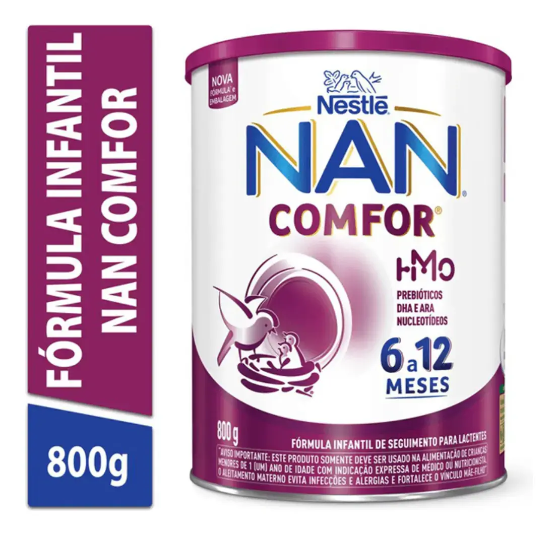 Nestlé Nan Comfor 6 a 12 meses fórmula infantil em pó sem glúten lata 800gr