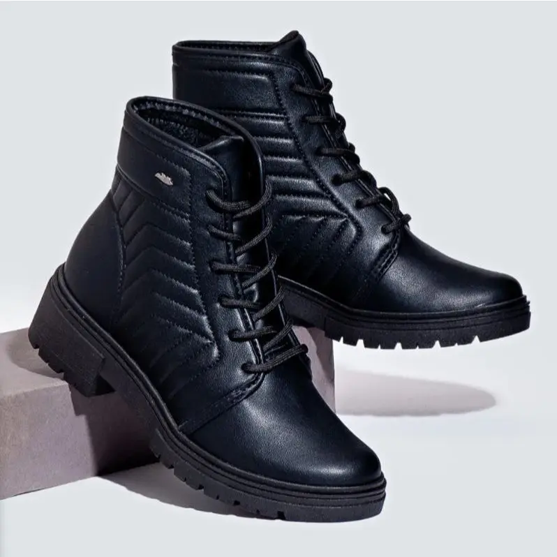 Bota Feminina Cano Curto Coturno All Black Modare MILLA Ultraconfort Moda 2026 34 Ao 39 Envio Express 24 HRS ! - 1