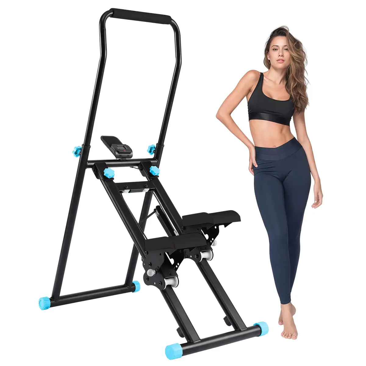 Máquina de Escalada, Escalador Vertical com Monitor Digital Calorias/Tempo, Suporta 100kg - 1