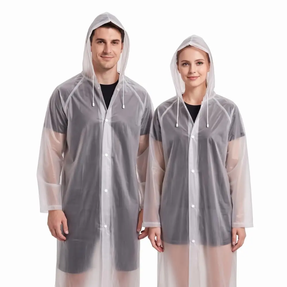 Capa de Chuva Premium Impermeável Unissex Transparente com Capuz EVA | Material reforçado, secagem rápida, leve e compacta para levar na bolsa ou mochila em qualquer rotina