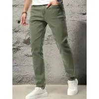 Calça Jeans Sarja 5 Estilos Verde Militar Confortavel e Basica - 1