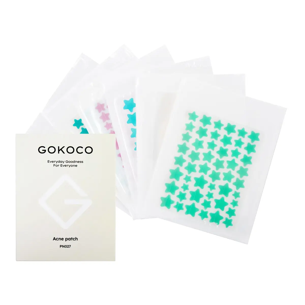 GOKOCOAdesivo para Espinhas,Patches para Acne com Ácido Salicílico,Tea Tree e Centella Asiática,Adesivos Hidrocoloides para Rosto,3 Estilos,PN027 Estrela de seis cores
