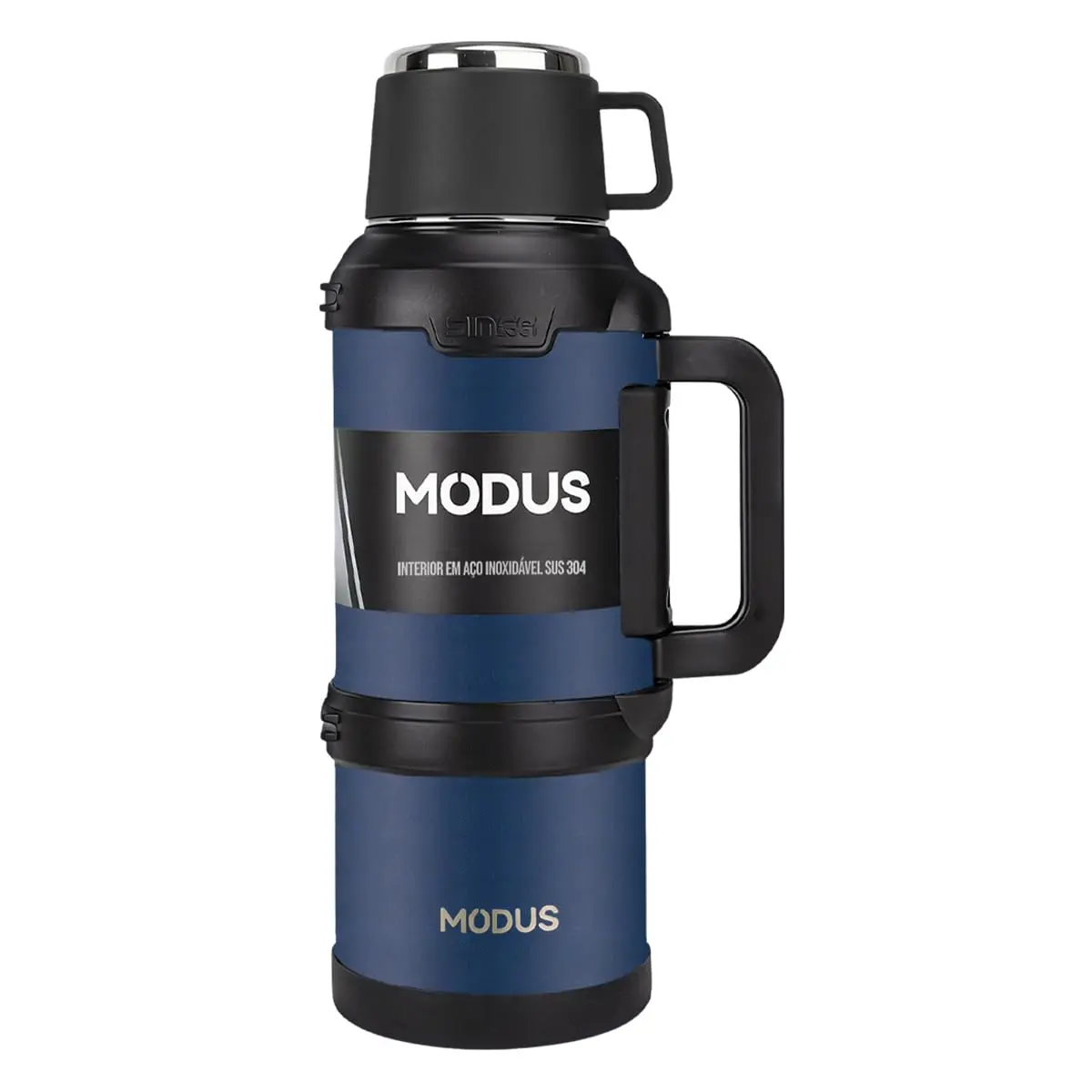 3600mL Garrafa Térmica De Aço Inox Grande Capacidade Azul | com Base Emborrachada Anti Derrapante e Alça Dobrável