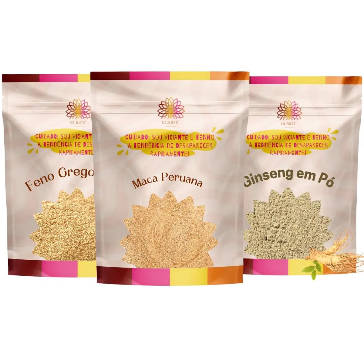 Kit Potencial Vital PRO Ca.Nuts — Maca Peruana, Ginseng e Fenn.-Greek Pó | Performance e Energia Natural