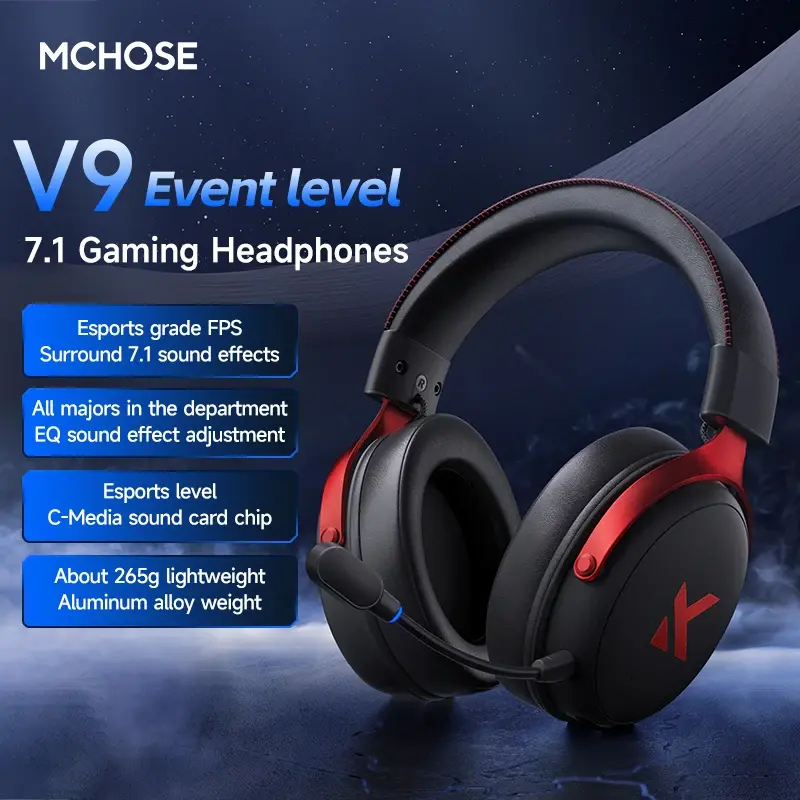 Fone de Ouvido MCHOSE V9 Pro com Microfone, Três Modos, Bluetooth Sem Fio, Acessórios para Computador PC Gamer V9 Pro MCHOSE