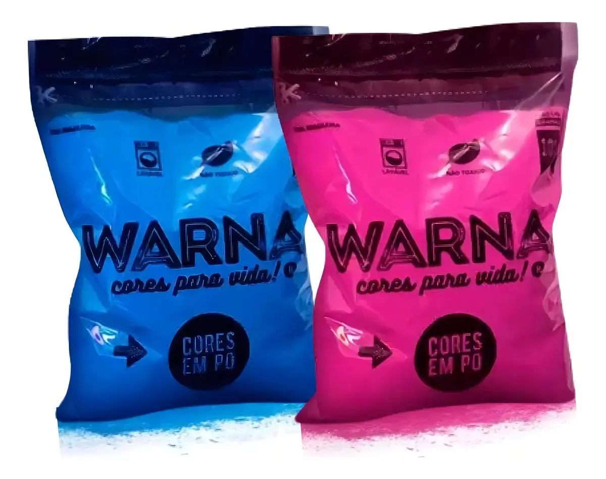 Tinta em Pó Warna Azul e Rosa Para Chá Revelação e Festivais Holi