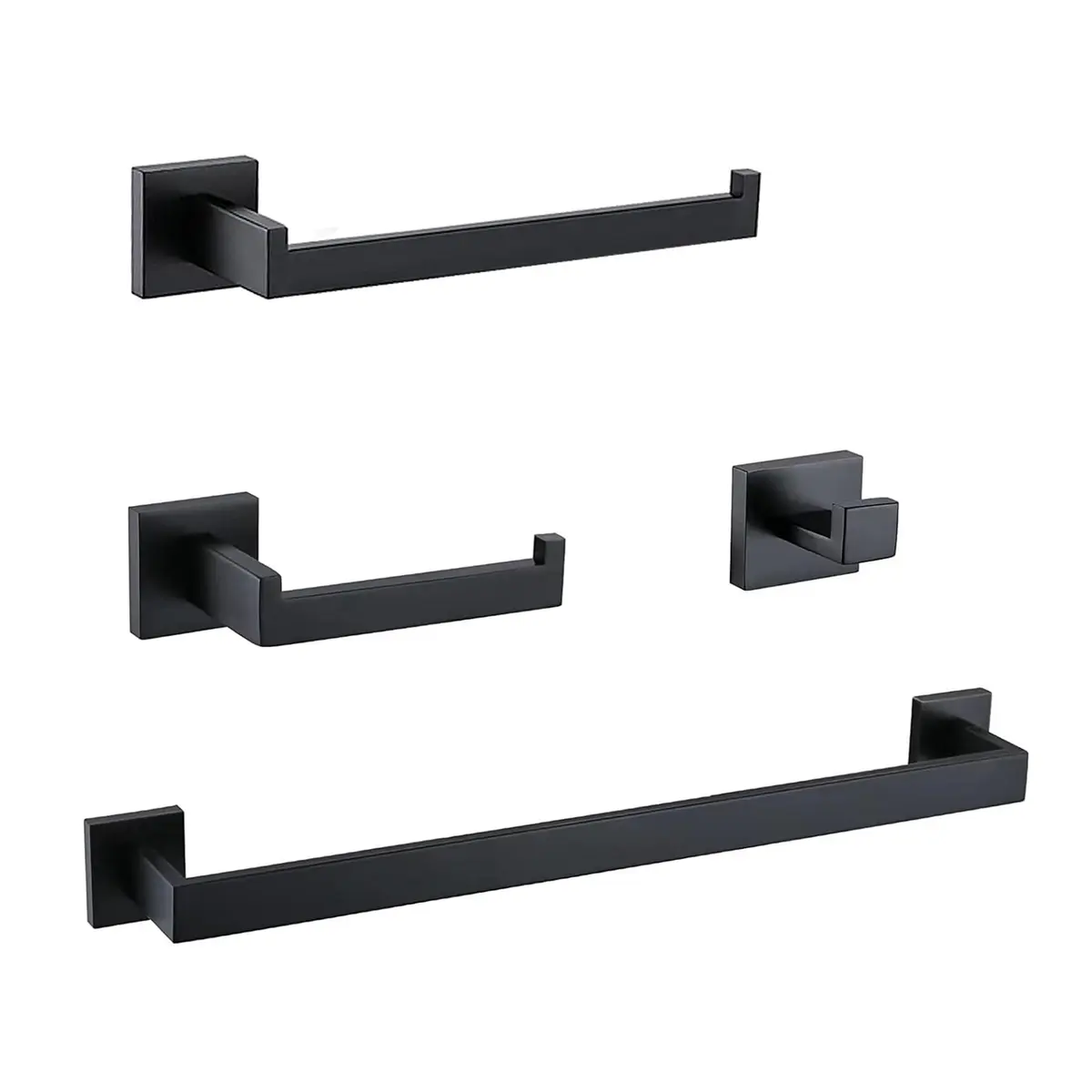 Conjunto De 4 Acessórios Para Banheiro Em Aço Inoxidável 304, Preto