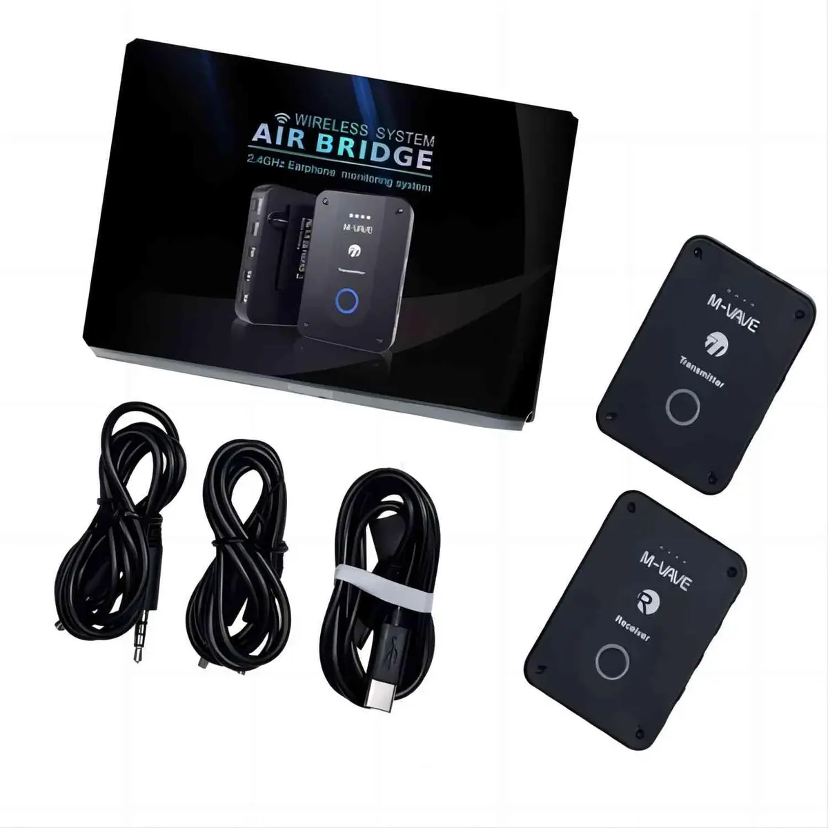 M-VAVE VEDO Sistema de Monitor de Ouvido Profissional Sem Fio, 2.4 GHz, Áudio Lossless 24bit/48kHz, Alcance 30m, 1 Transmissor para Vários Receptores, Baixa Latência, para Ensino, Shows e Áudio