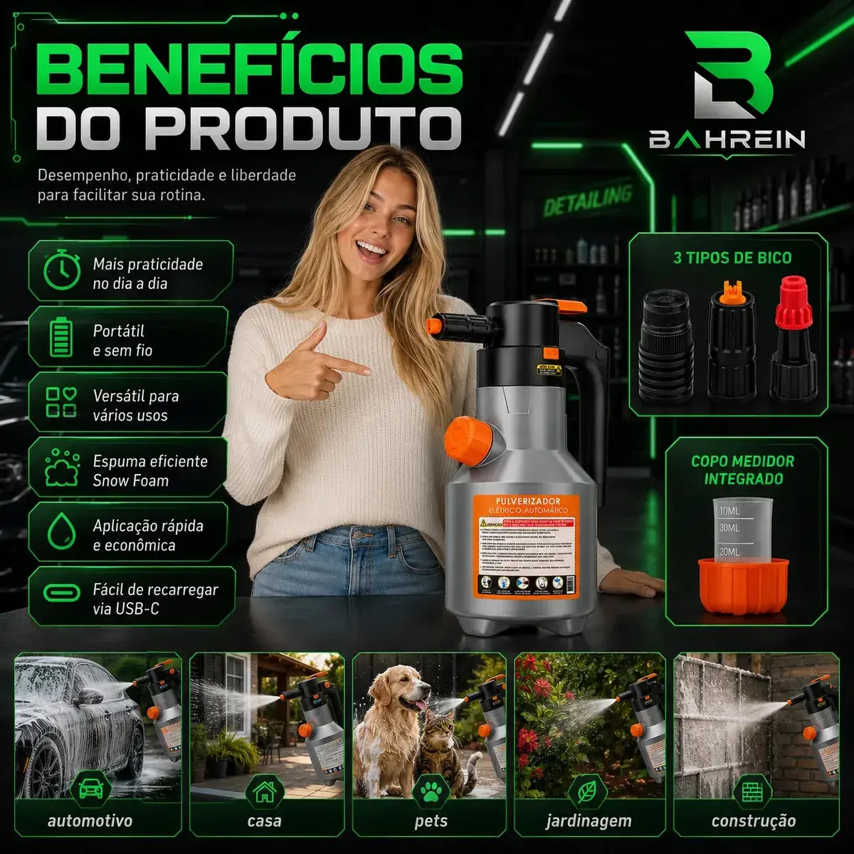 Pulverizador Elétrico Snow Foam Bahrein 2L para Limpeza Automotiva e Doméstica thumbnail 2