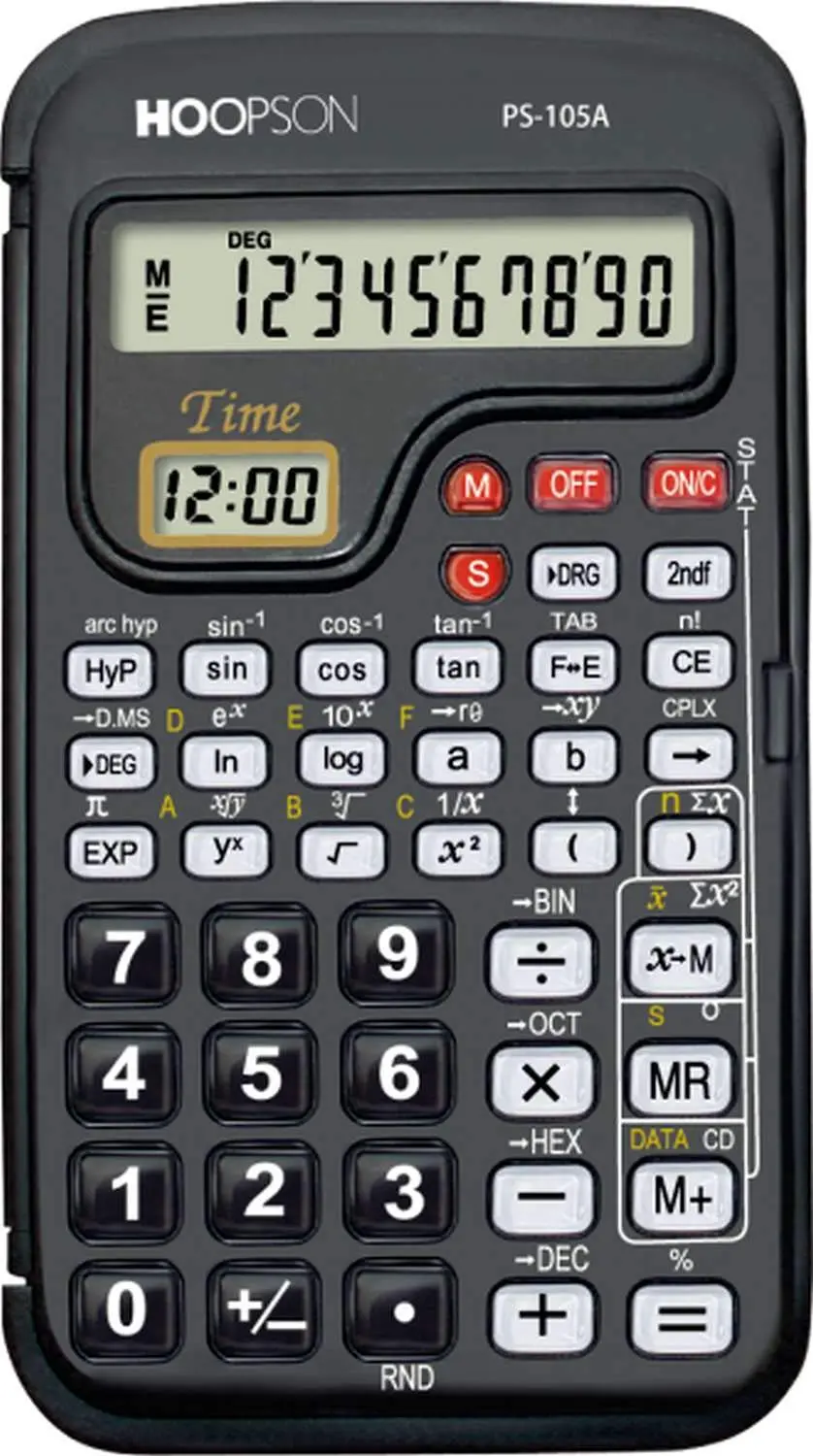 Hoopson PS-105A, Calculadora Cientifica, 56 Funções, 10 Dígitos, Bateria, Preto - 1
