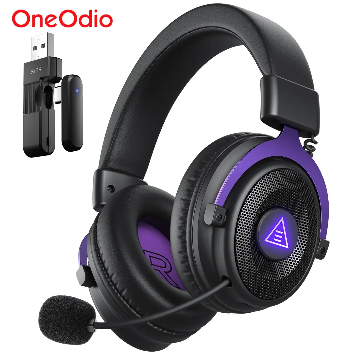 Oneodio EKSA E900 WT Headset Gamer Sem Fio 2.4G Tri-Mode Over-Ear Bluetooth com Microfone RGB para PC PS4 PS5 80Hr