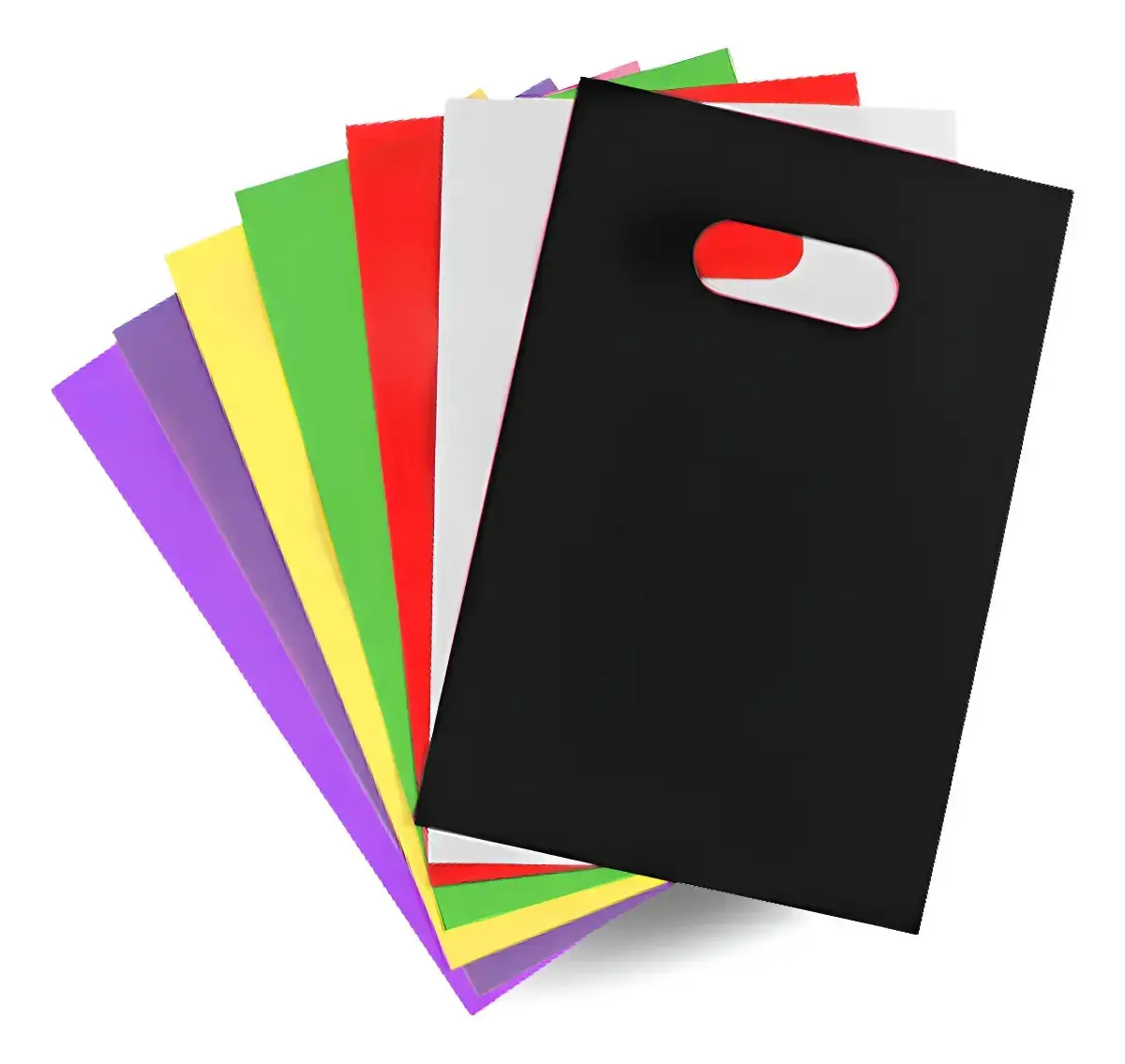 Kit 50 Un Sacolas Plásticas Boca Palhaço 50x40 Alça Vazada Cor Preto Liso