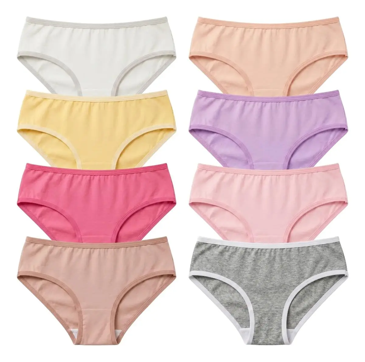 Calcinha Infantil Menina Kit 8 Peças Premium Lisa Algodão 3 a 12 Anos DCP Kids