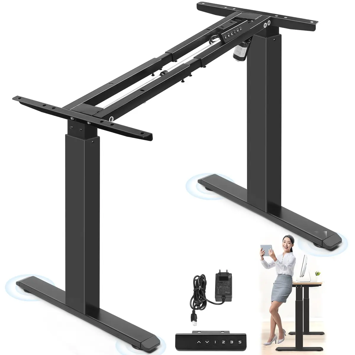 Moldura de mesa elétrica, Base de Escritório, Estação de Trabalho com Moldura de Mesa Elétrica Ajustável, Mesa Eletrica Ajustavel